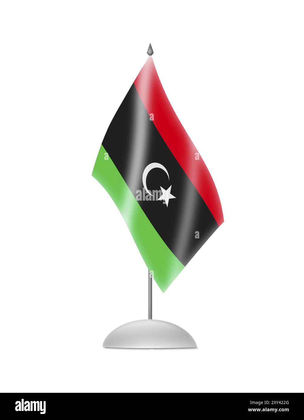 The Libyan flag. Table Flag. Isolated on white Stock Photo - Alamy
