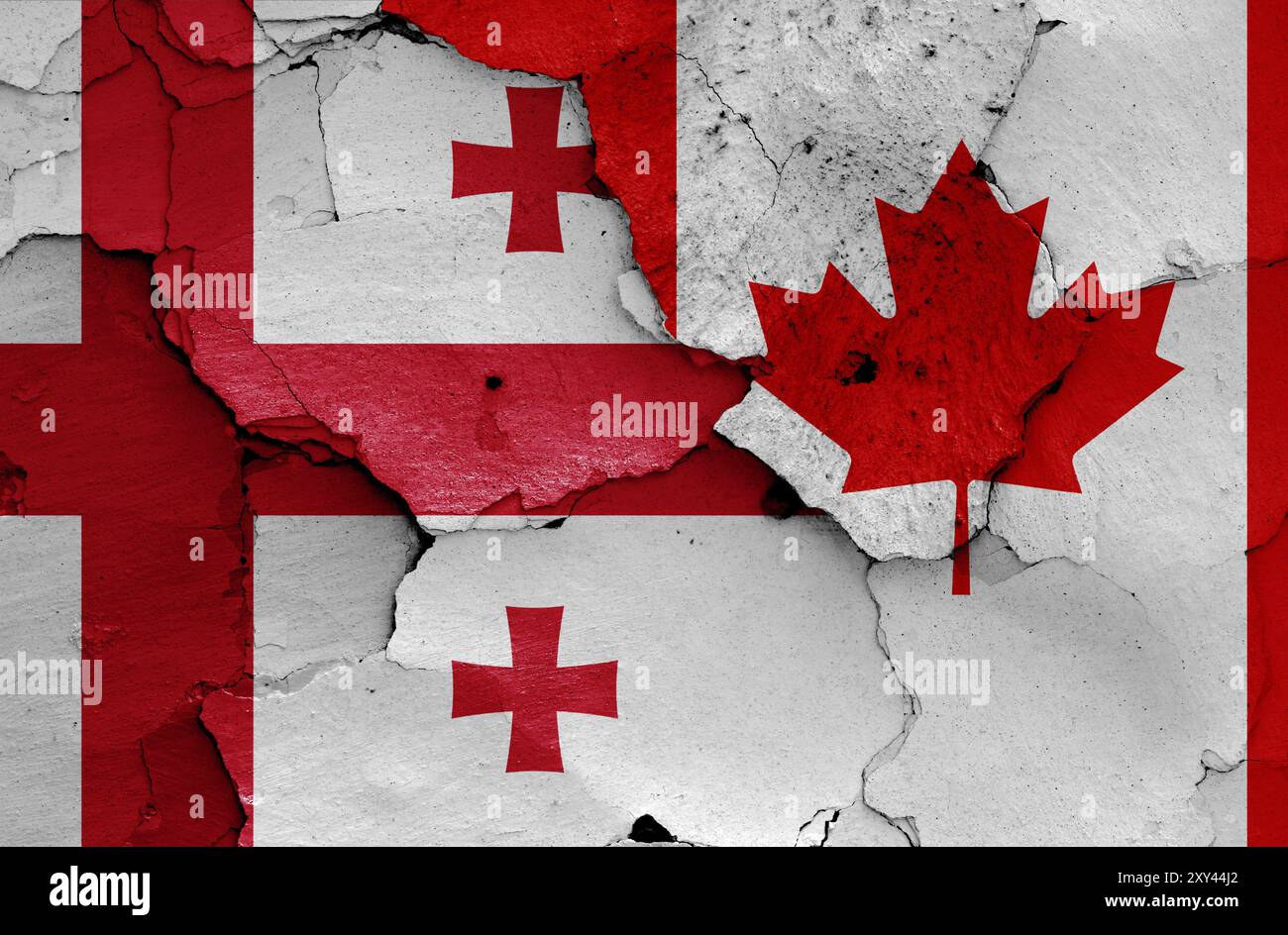 Flags of Georgia and Canada painted on cracked wall Stock Photo - Alamy