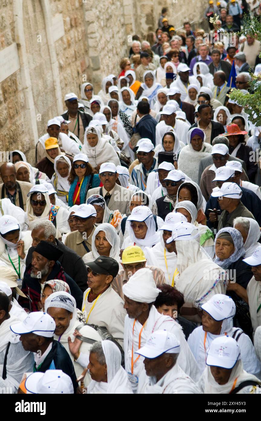 Good Friday procession in the Via dolorosa in the old city of Jerusalem ...