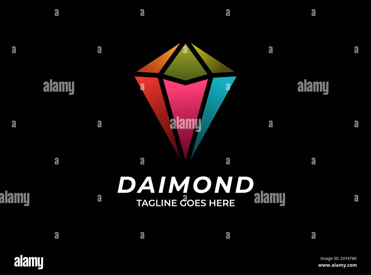 Simple Minimalist Geometric Diamond Gem Stone Logo Design Vector Stock Vector