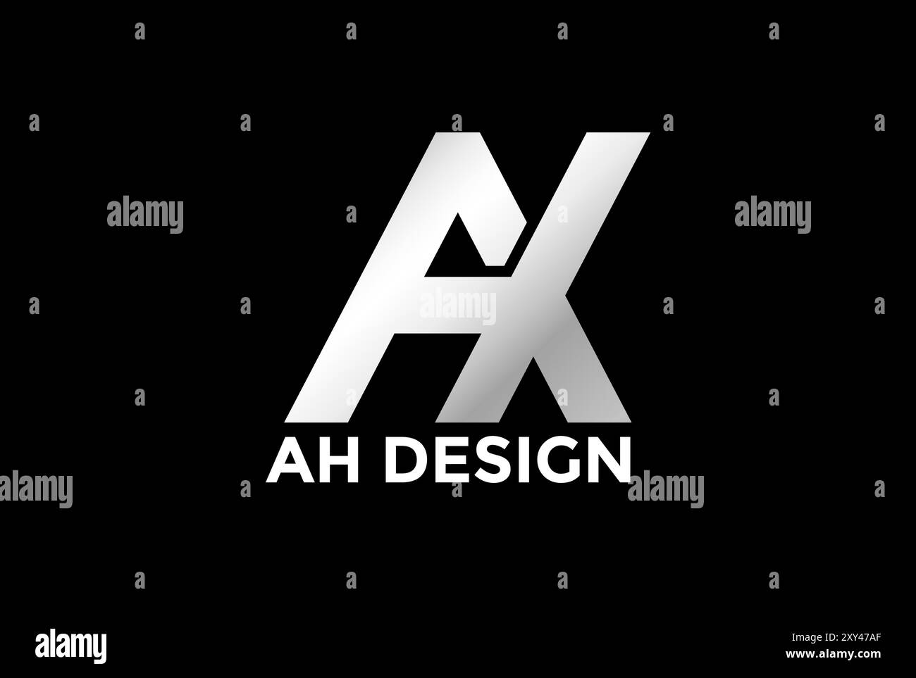 Simple Minimalist Silver Initial Letter AH HA AX XA Monogram Logo Design Vector Stock Vector