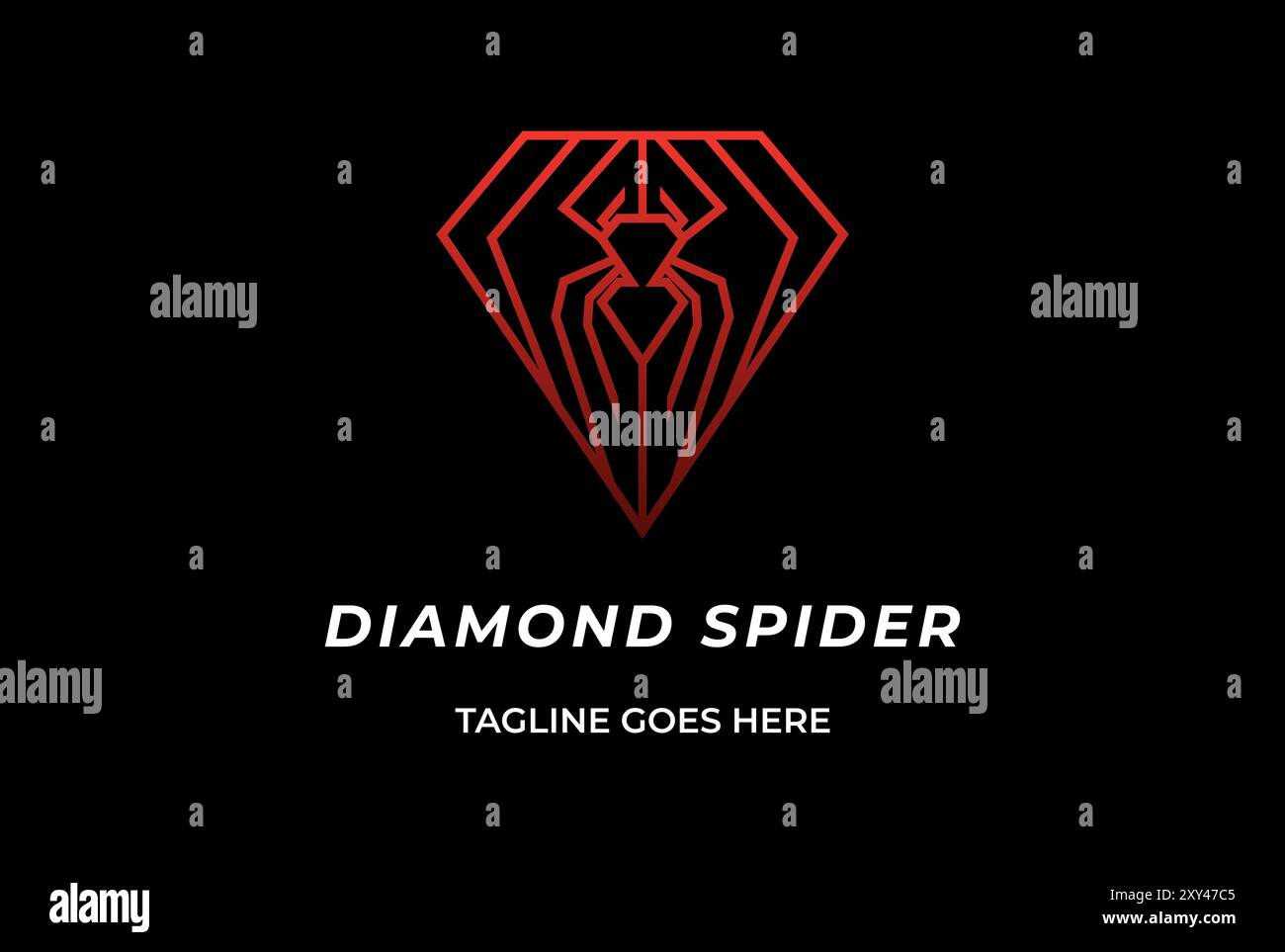 Geometric Diamond Red Widow Spider for Sport Team Club Logo Design