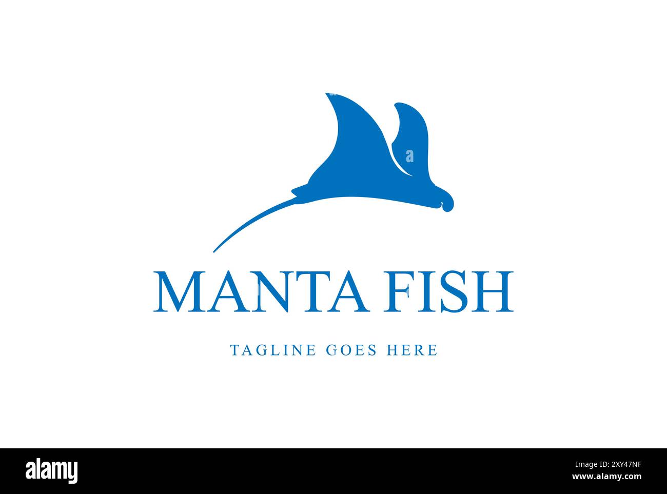 Silhouette of Ocean Manta Ray Fish Logo Design Vector Stock Vector