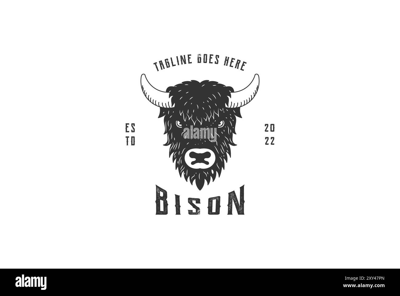Vintage Hipster Rustic Bison Bull Head Logo Design Vector Stock Vector