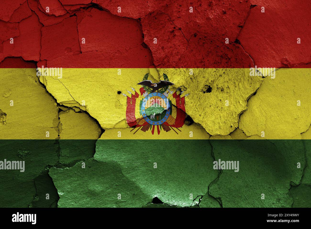 Flag of Bolivia painted on cracked wall Stock Photo - Alamy