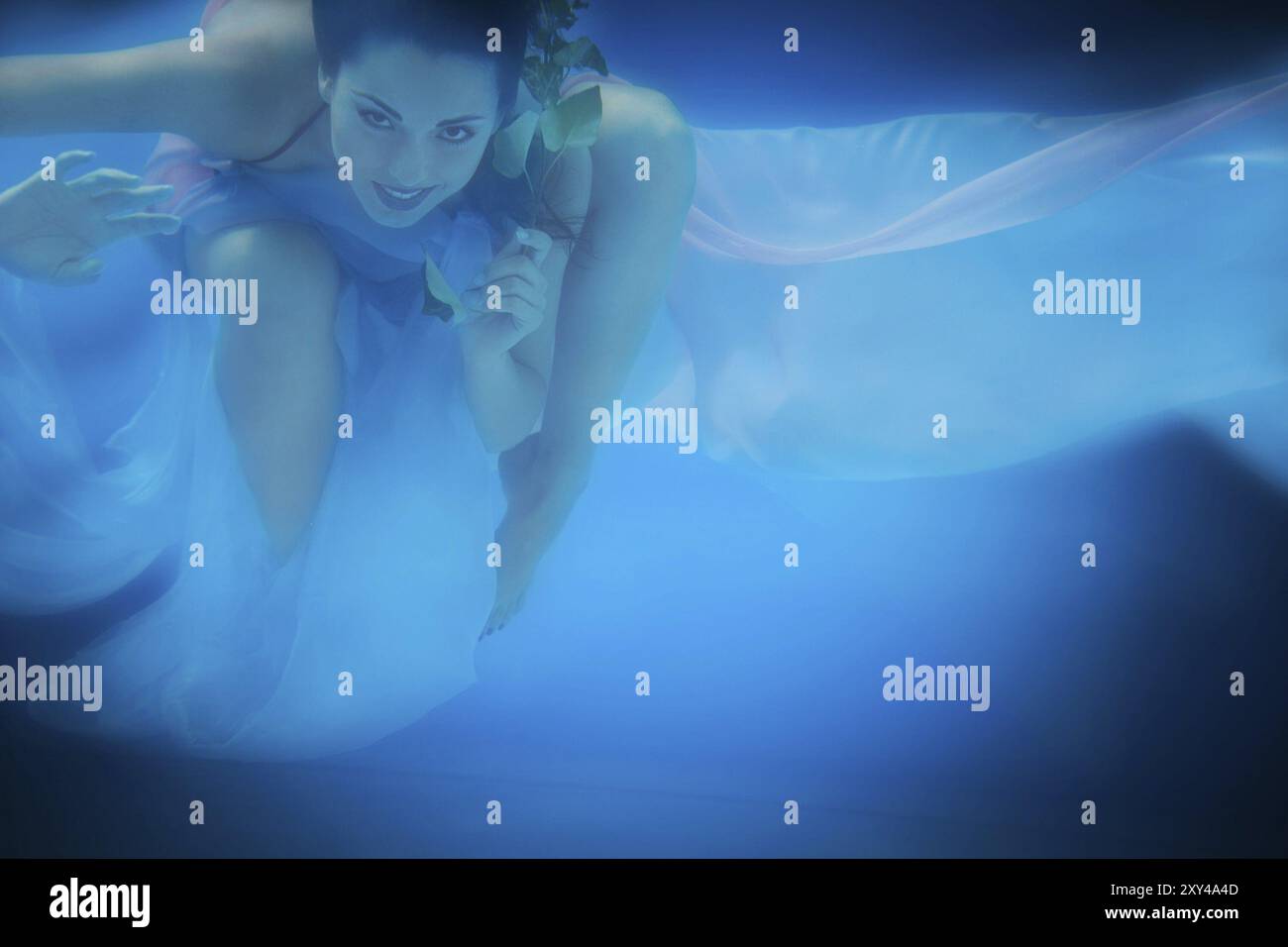 Underwater close up portrait of a woman in swimming pool Stock Photo ...