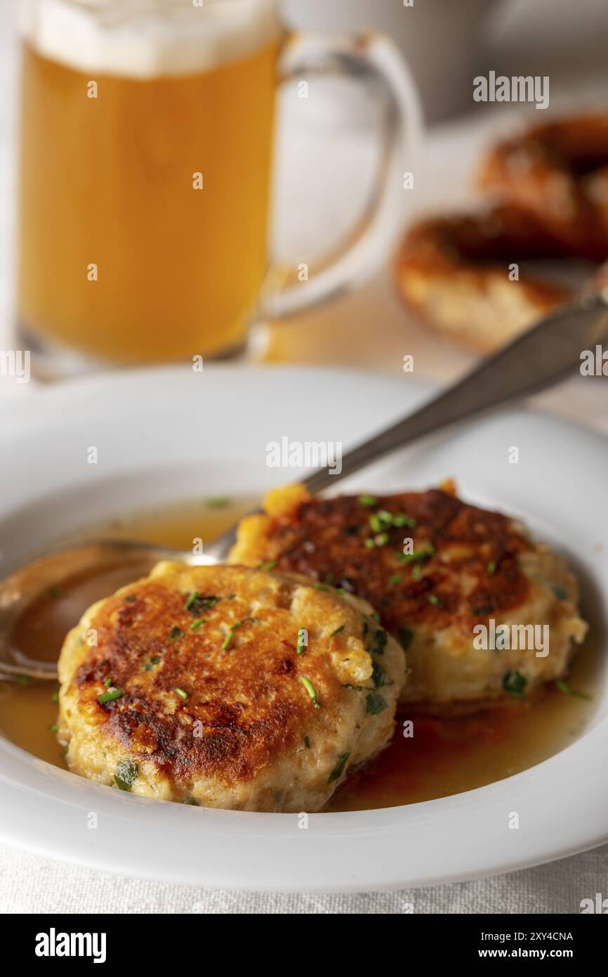 Bavarian kaspressknoedel a cheese dumpling Stock Photo