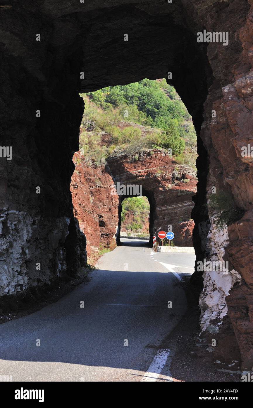 The Daluis Gorge, with its red rocks in France Stock Photo