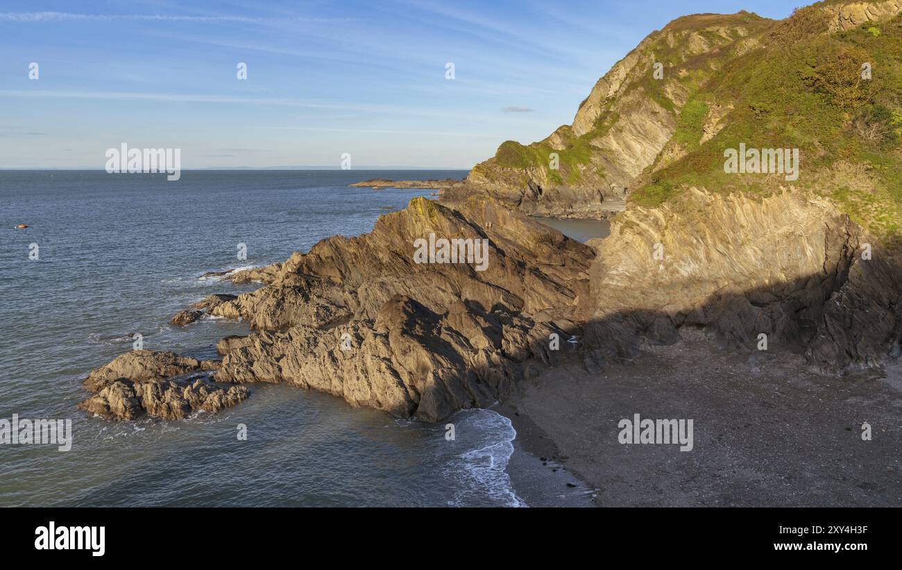 Rapparee Cove near Ilfracombe in North Devon, England, UK, looking at ...