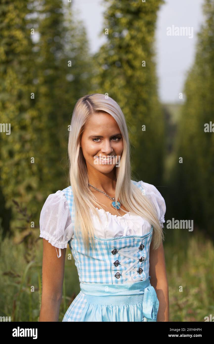 Bavarian girl in a dirndl Stock Photo Alamy
