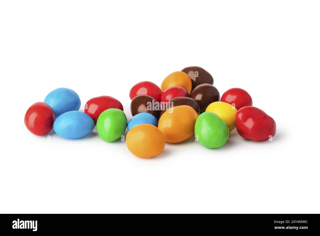 Colorful chocolate buttons on a white background Stock Photo