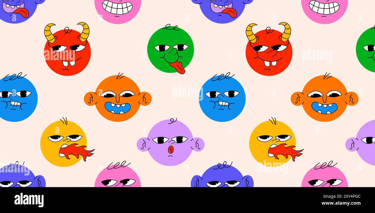 Round abstract comic Faces with various Emotions Stock Vector Image ...
