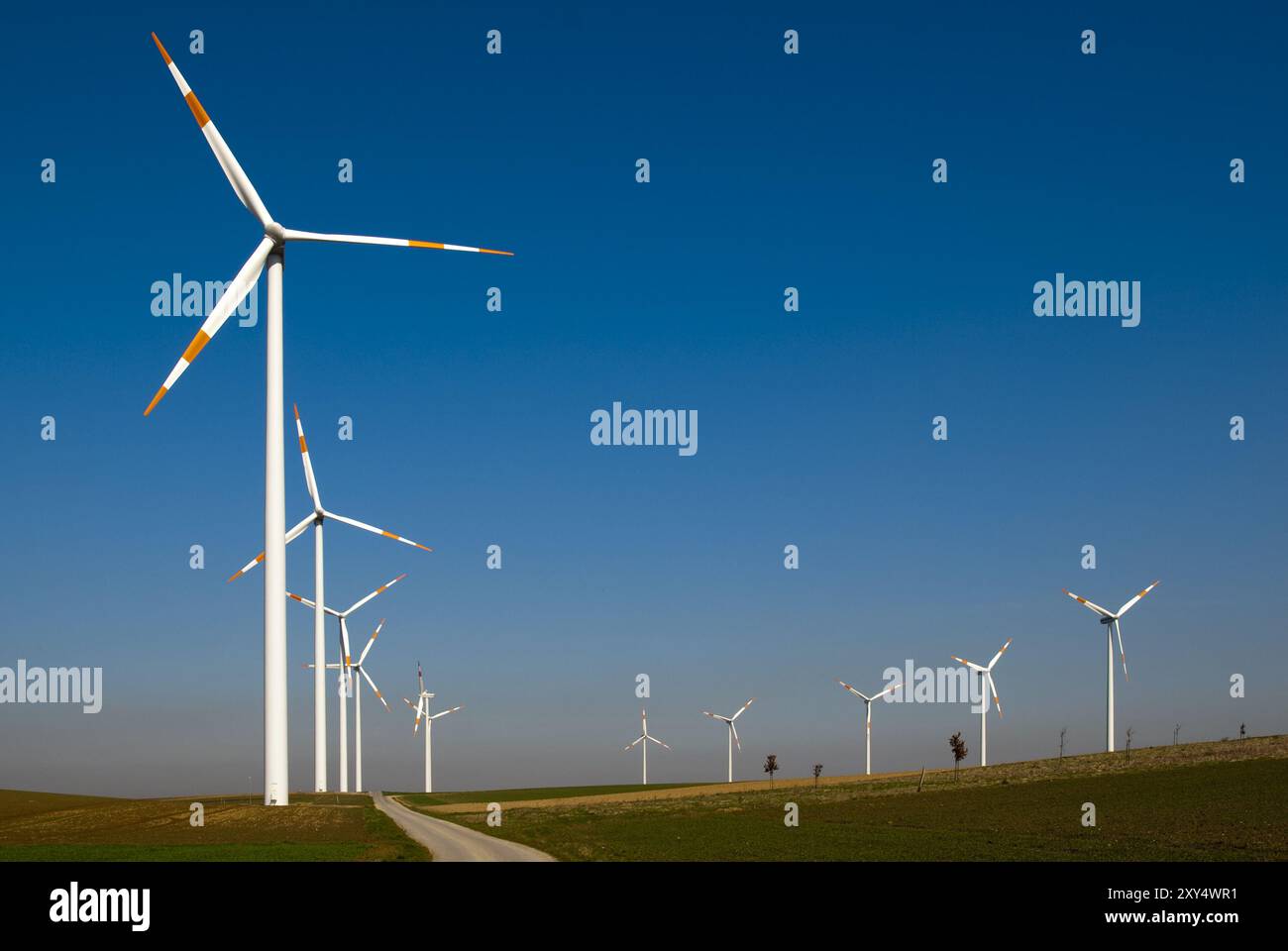 Wind turbines landscape format Stock Photo - Alamy