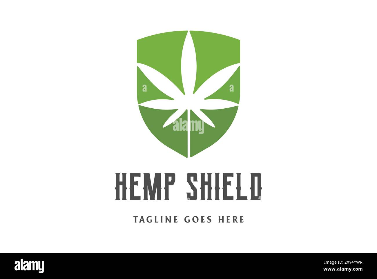 Cannabis Pot Leaf Hemp in Shield Shape Logo Design Vector Stock Vector