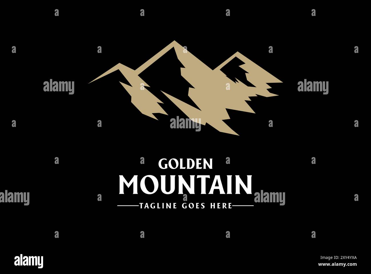 Simple Minimalist Golden Mountain Logo Design Vector Stock Vector