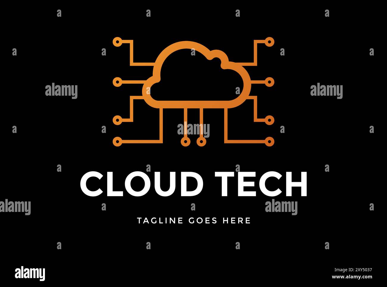 Modern Cloud with Electronic Circuit for Weather or Storage Tech Technology Logo Design Vector Stock Vector