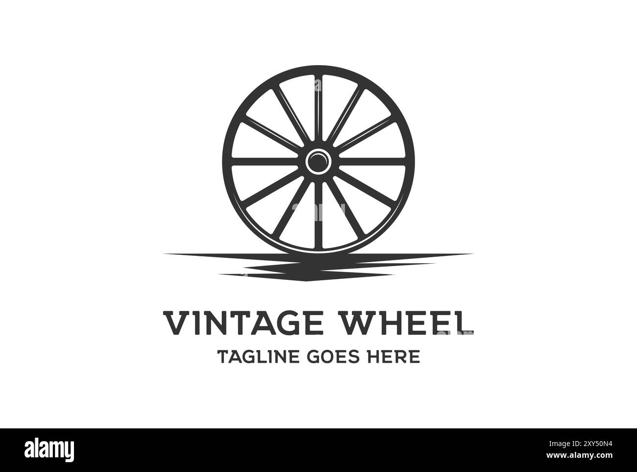 Retro Vintage Old Wooden Cart Wheel Logo Design Vector Stock Vector