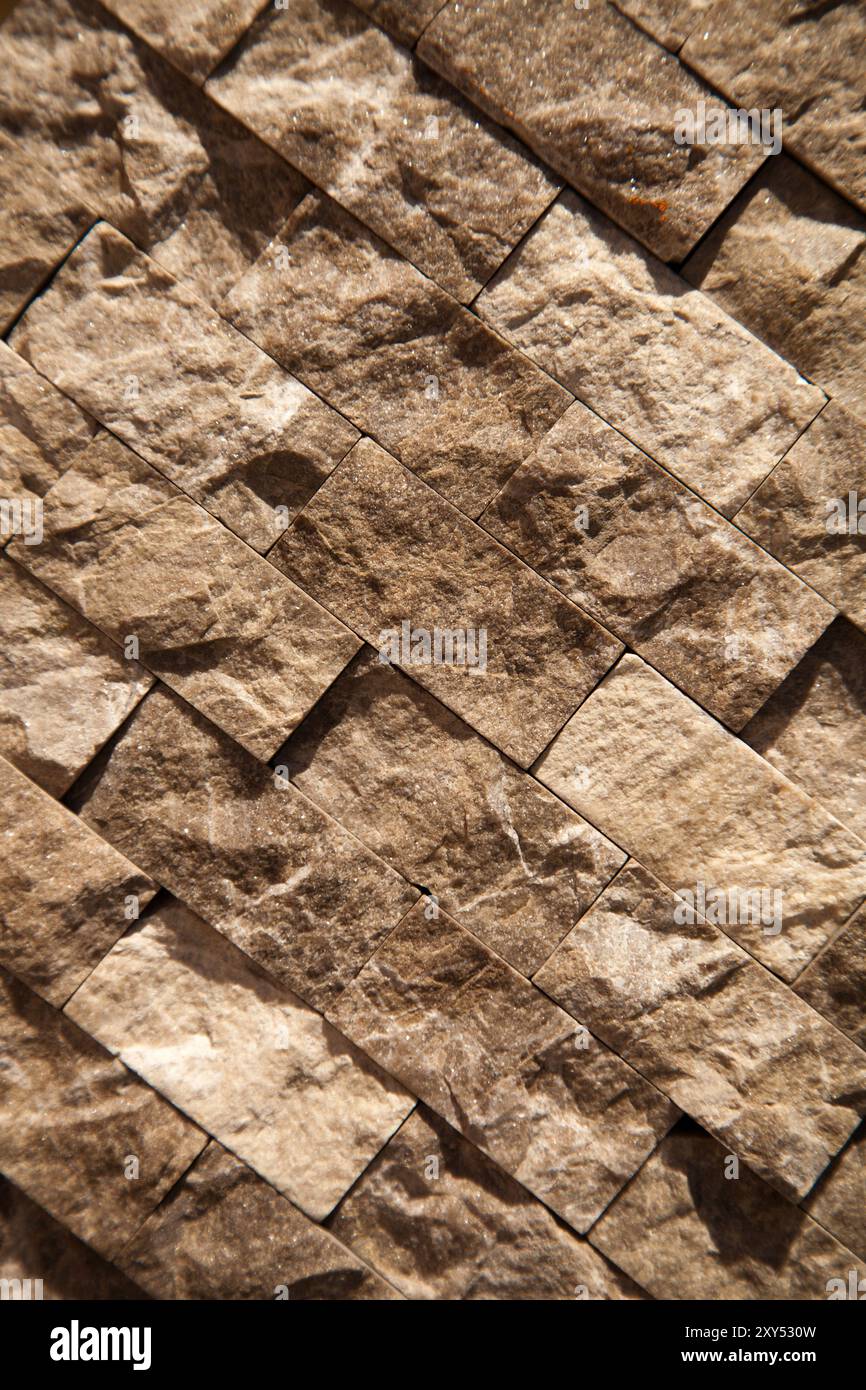 Rectangular cut out beige organic marble wall texture background can be, tile seamless lined up Stock Photo