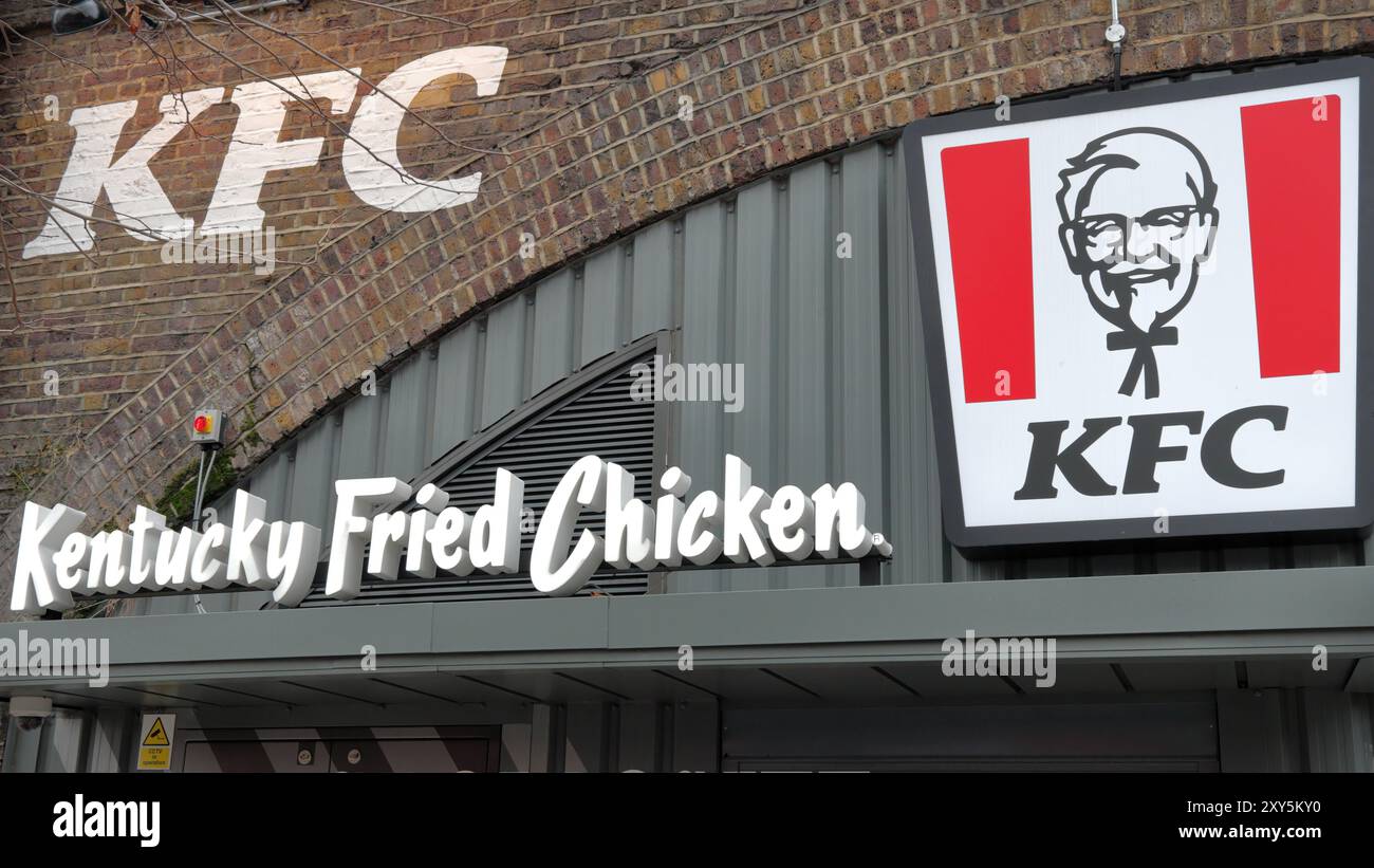 KFC, Kentucky Fried Chicken,  restaurant at Waterloo Station in London, UK Stock Photo