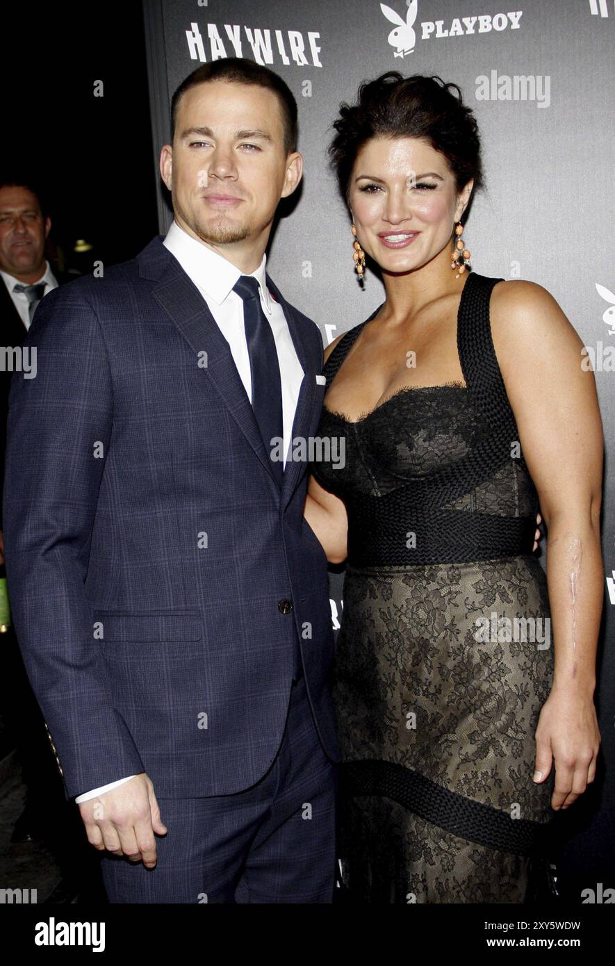 Gina Carano and Channing Tatum at the Los Angeles premiere of 'Haywire ...