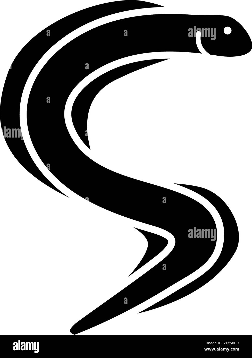 Stylized black eel icon, perfect for logos and marine themes Stock ...
