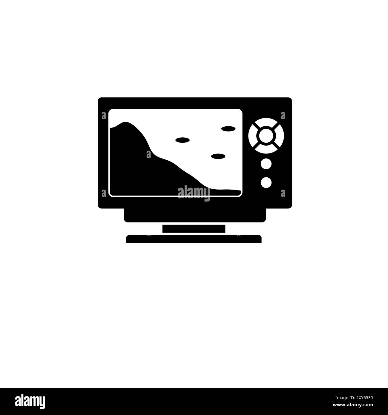 Echo Sounder, Sonar Catch Fish Solid Flat Vector Icon Isolated on White Background. Stock Vector
