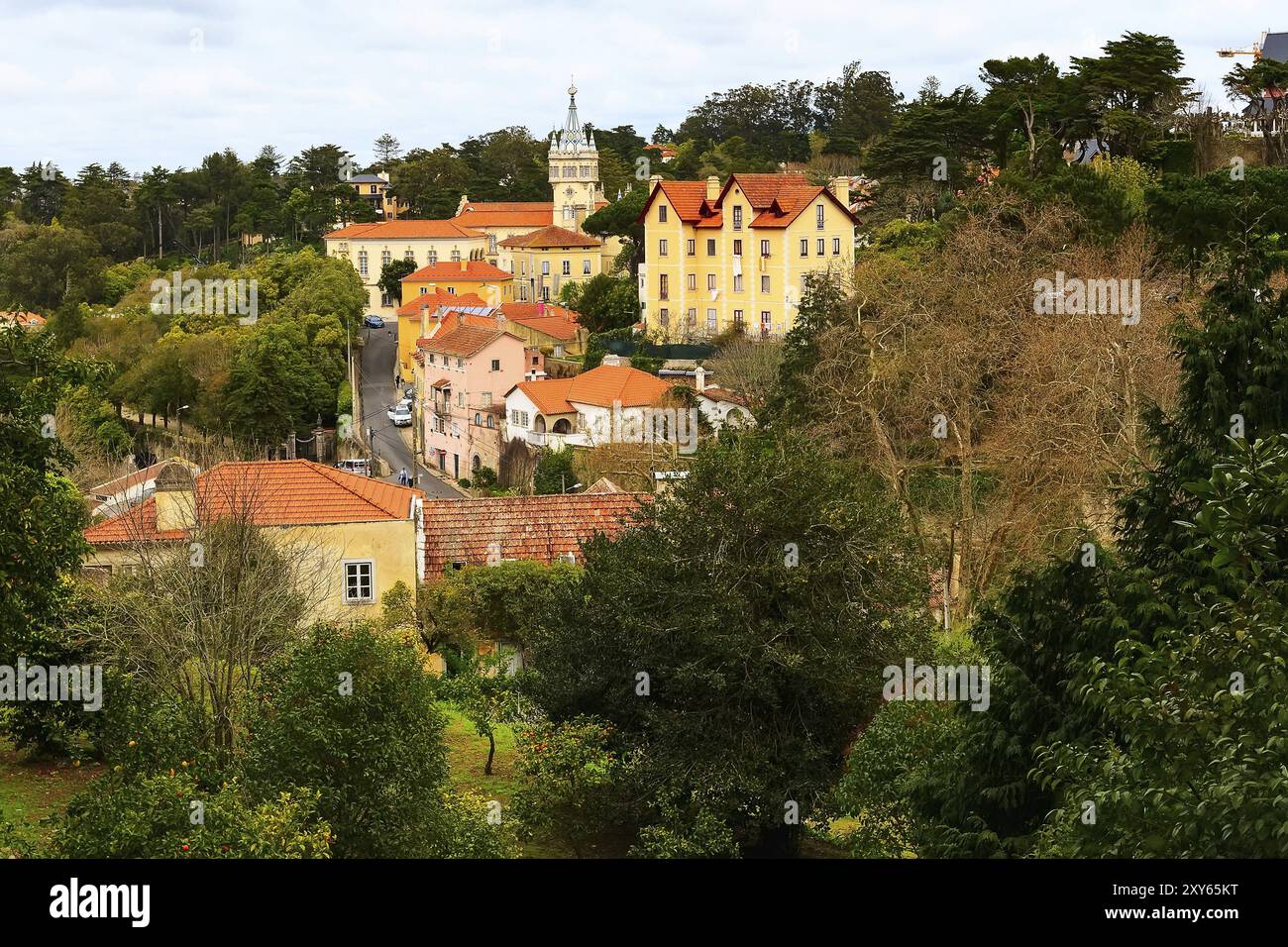 Sintra, Portugal famous portuguese town aerial traditional houses view Stock Photo