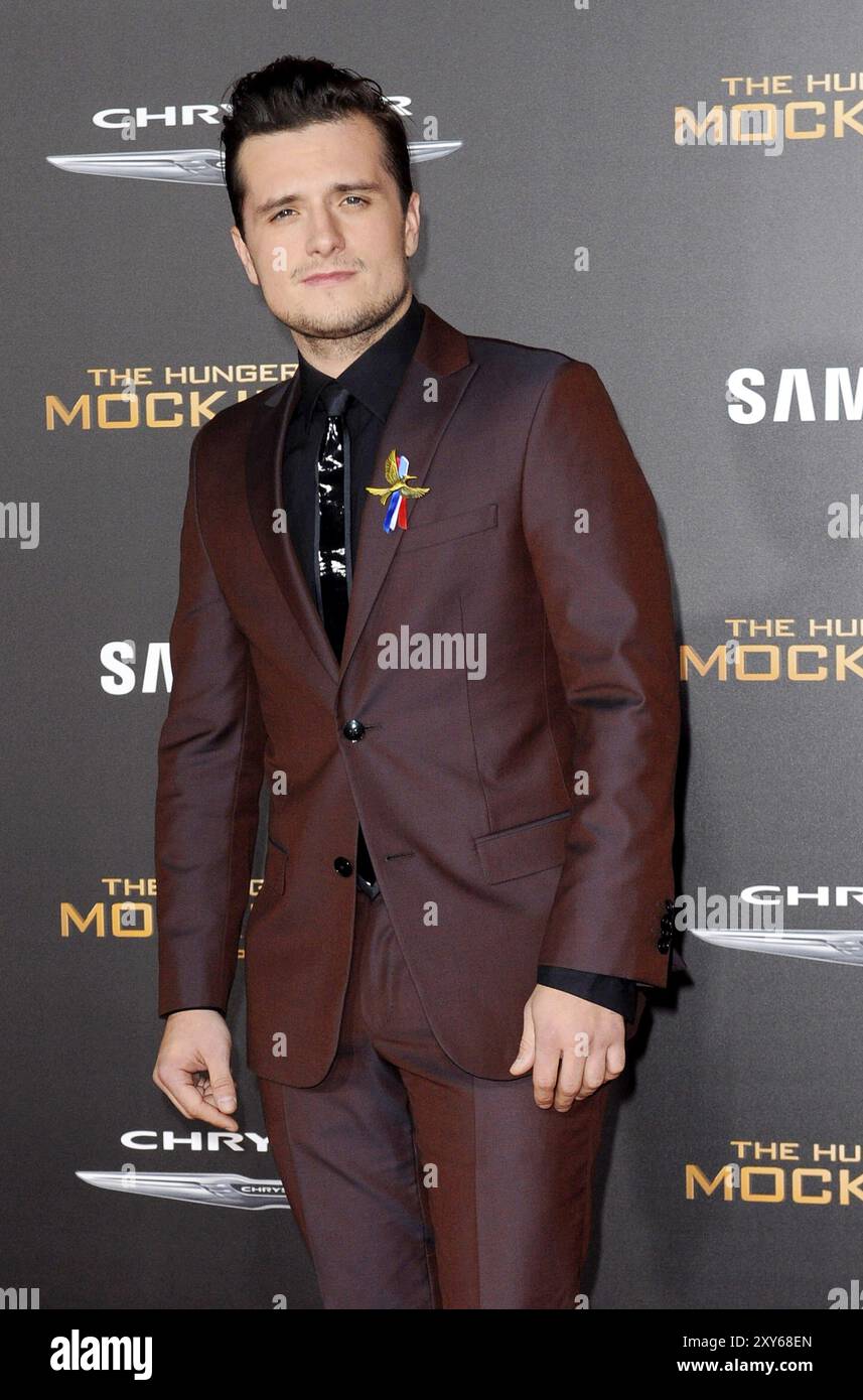 Josh Hutcherson at the Los Angeles premiere of 'The Hunger Games: Mockingjay, Part 2' held at the Microsoft Theatre in Los Angeles, USA on November 16 Stock Photo