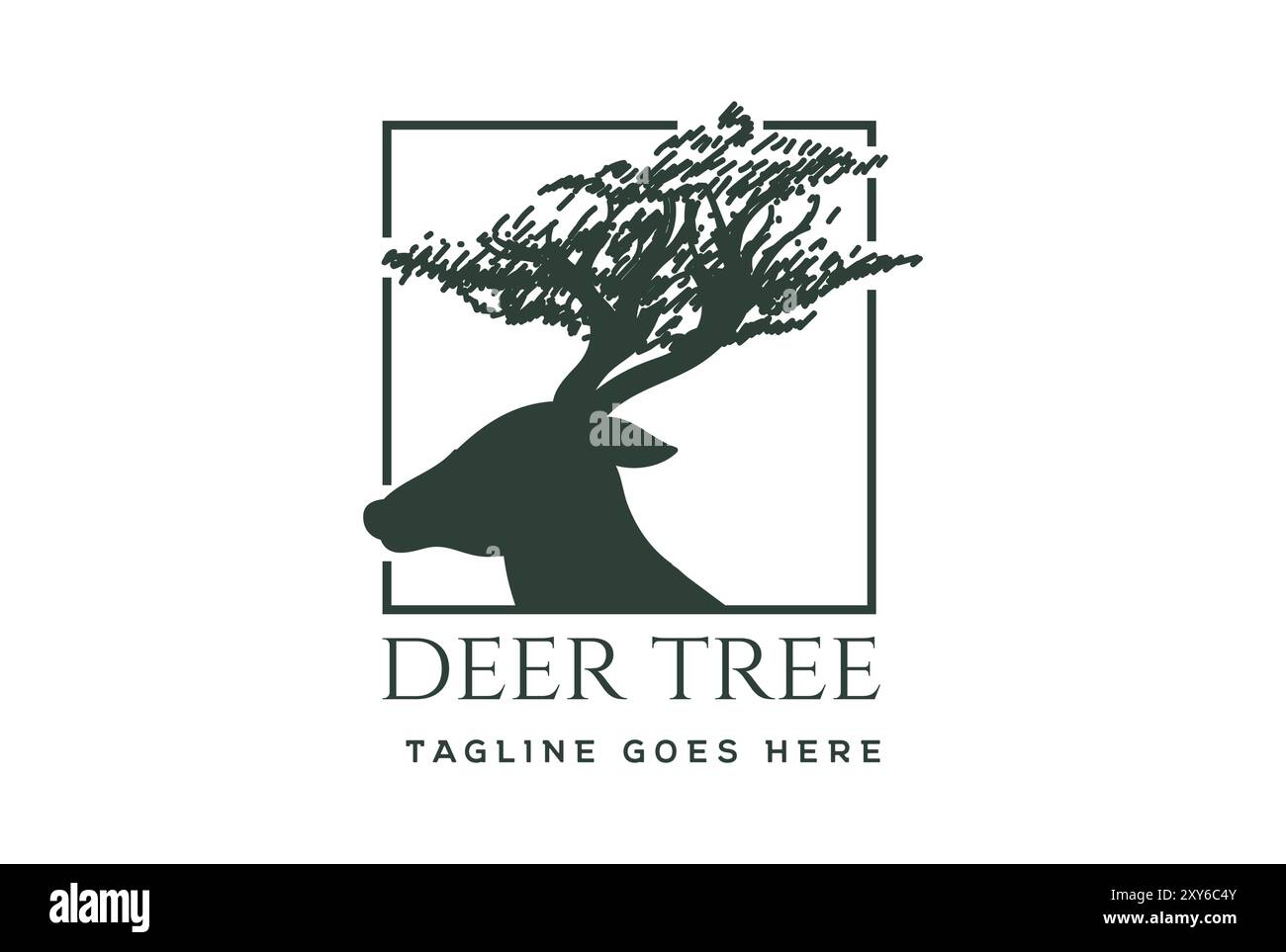 Antler Deer Moose Reindeer Vicuna Head with Horn Tree Forest for