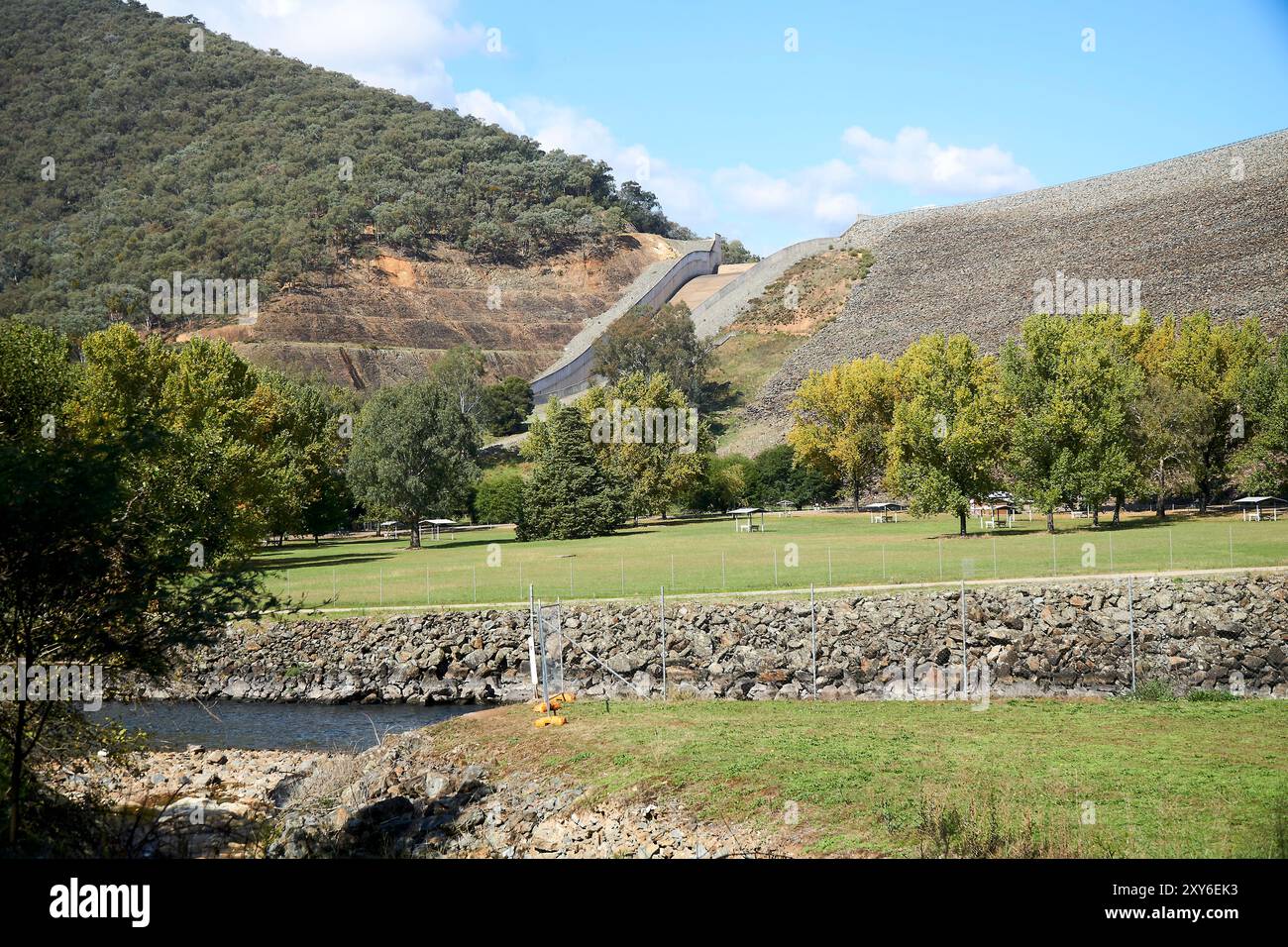 The Spillway at Blowering Dam on the Tumut river. Stock Photo