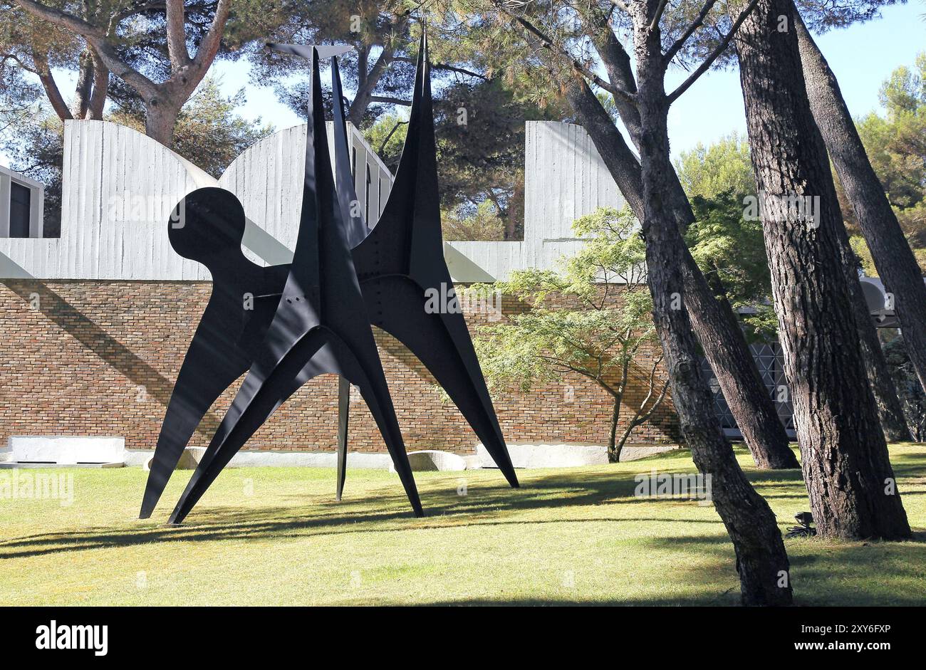 Sculpture by Calder in front of the Fondation building, trees, meadow ...