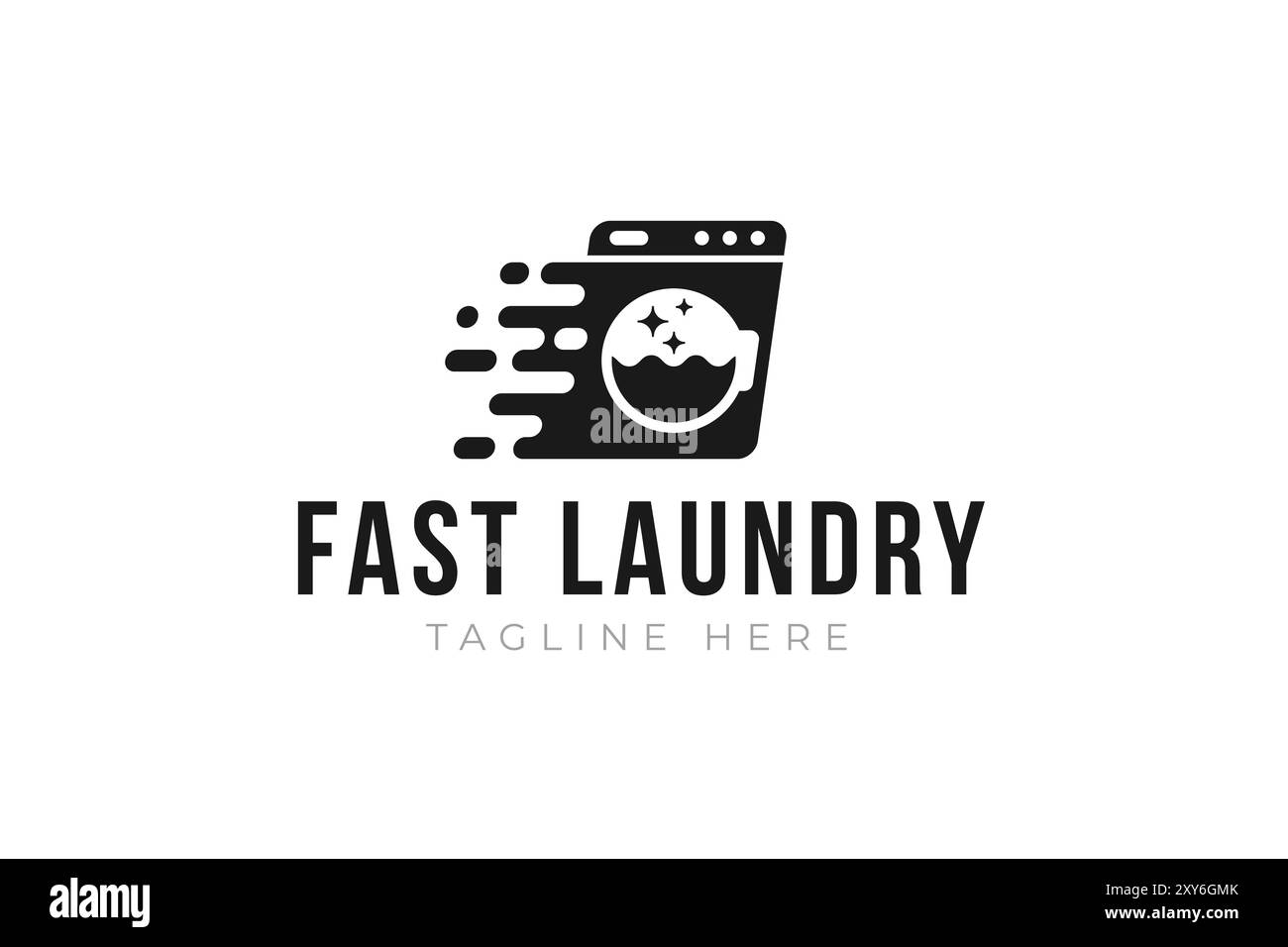 Fast and clean laundry logo design template. Washing machine with fast ...