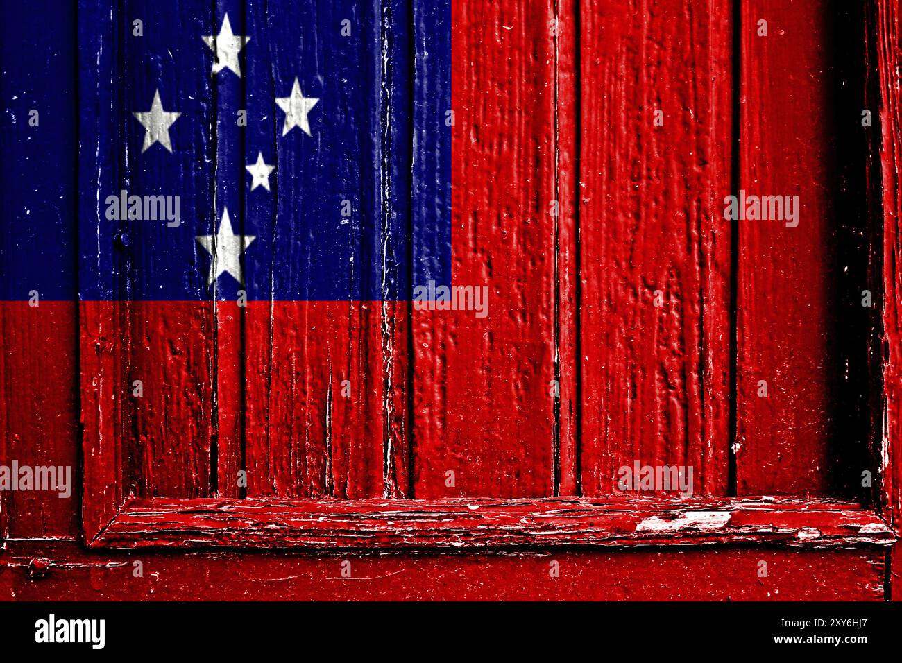 Flag of Samoa painted on wooden frame Stock Photo - Alamy