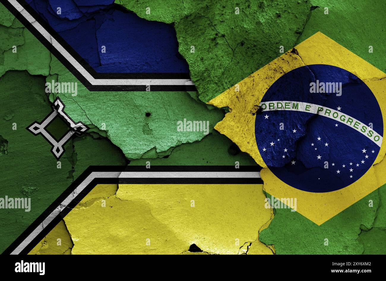 Flags of Amapa and Brazil painted on cracked wall Stock Photo - Alamy