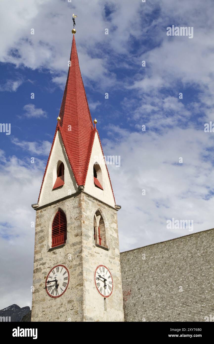 Historic church tower in South Tyrol with blue sky Stock Photo - Alamy