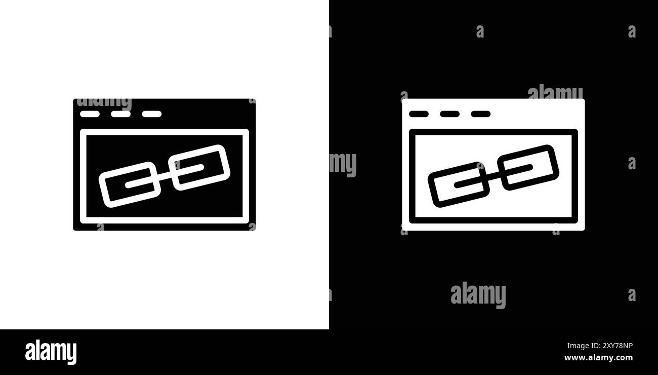 Backlink icon set in black and white color. simple flat vector Stock Vector