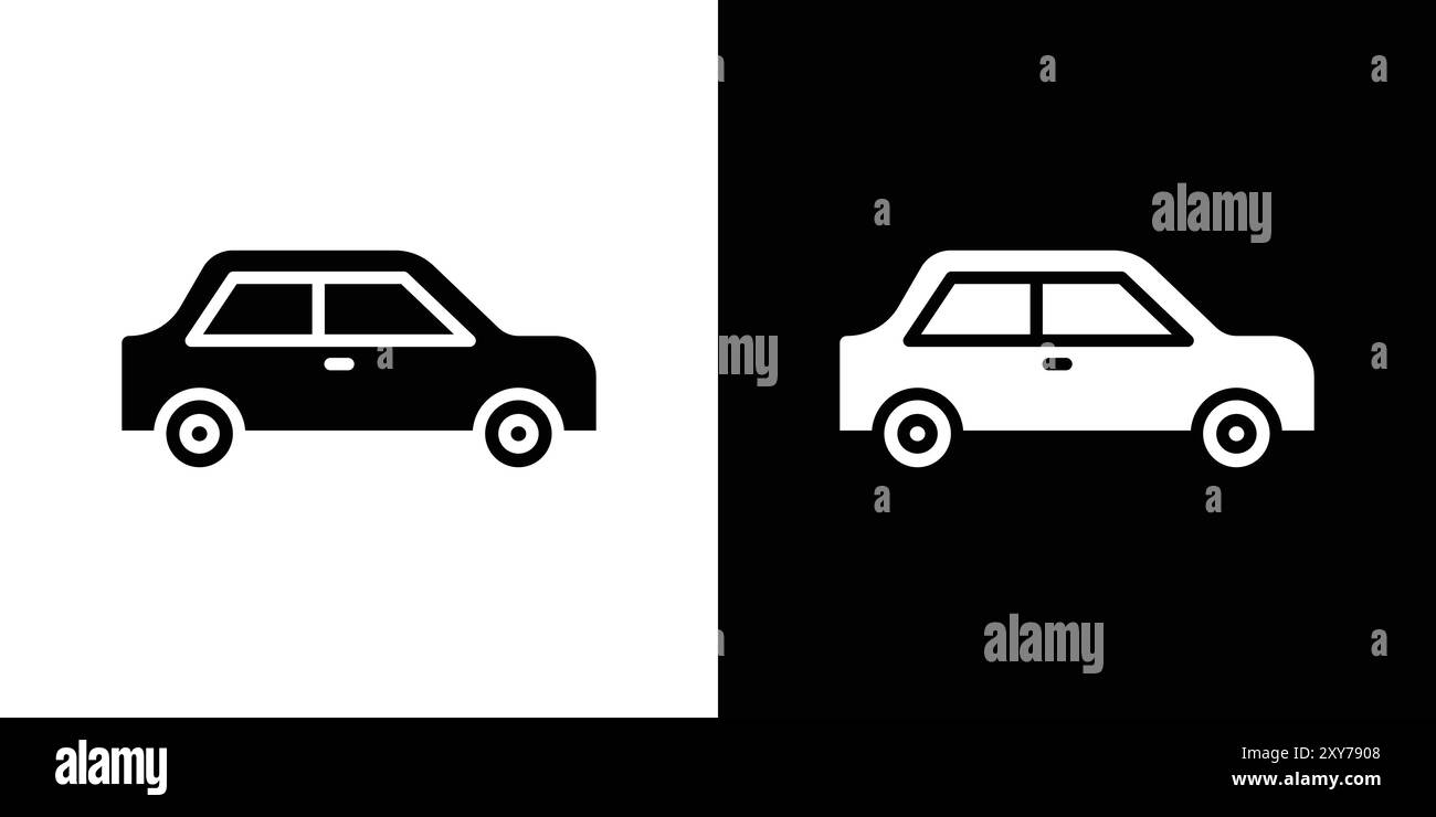 Car icon set in black and white color. simple flat vector Stock Vector ...