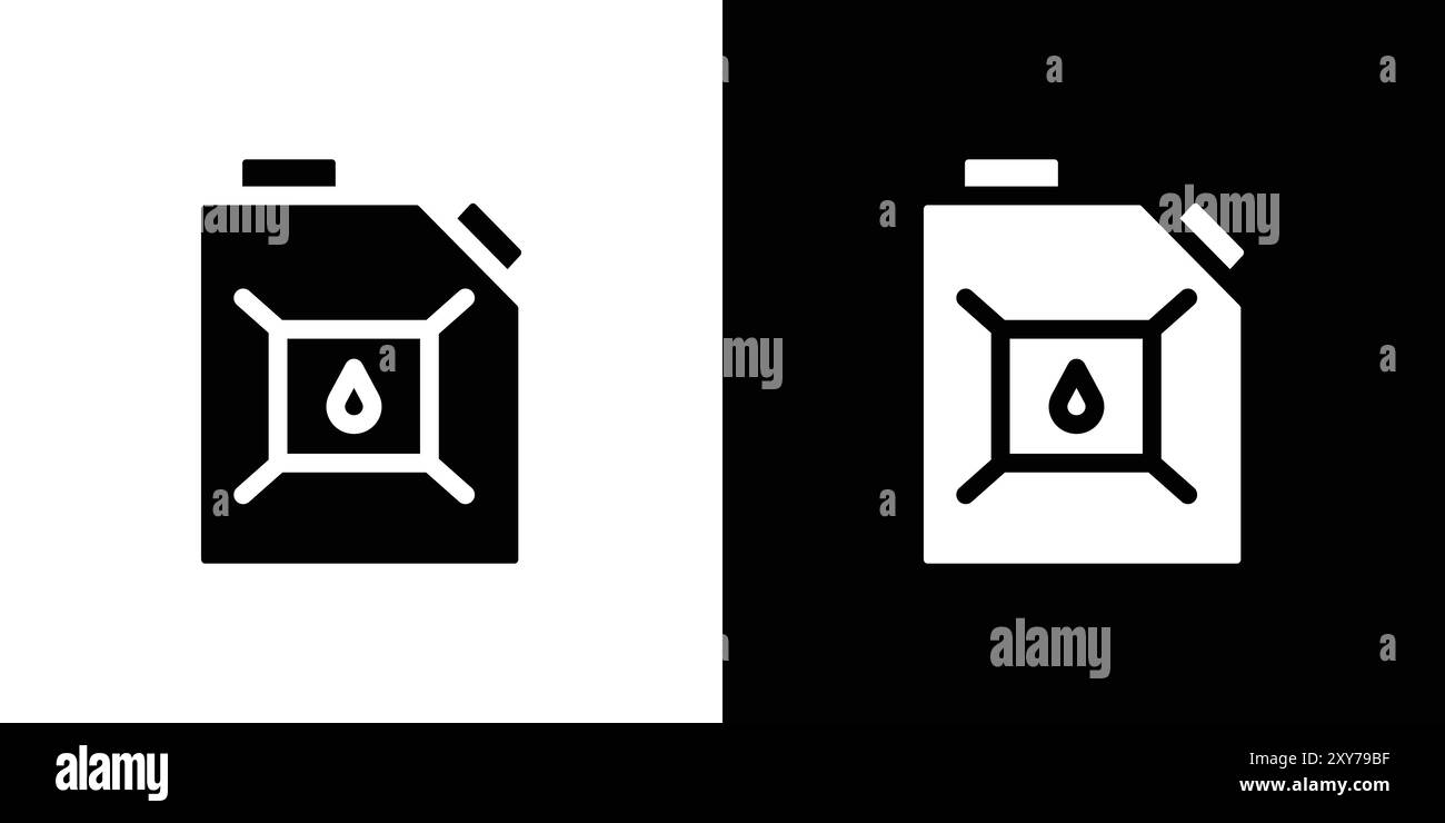 canister of motor oil icon set in black and white color. simple flat vector Stock Vector