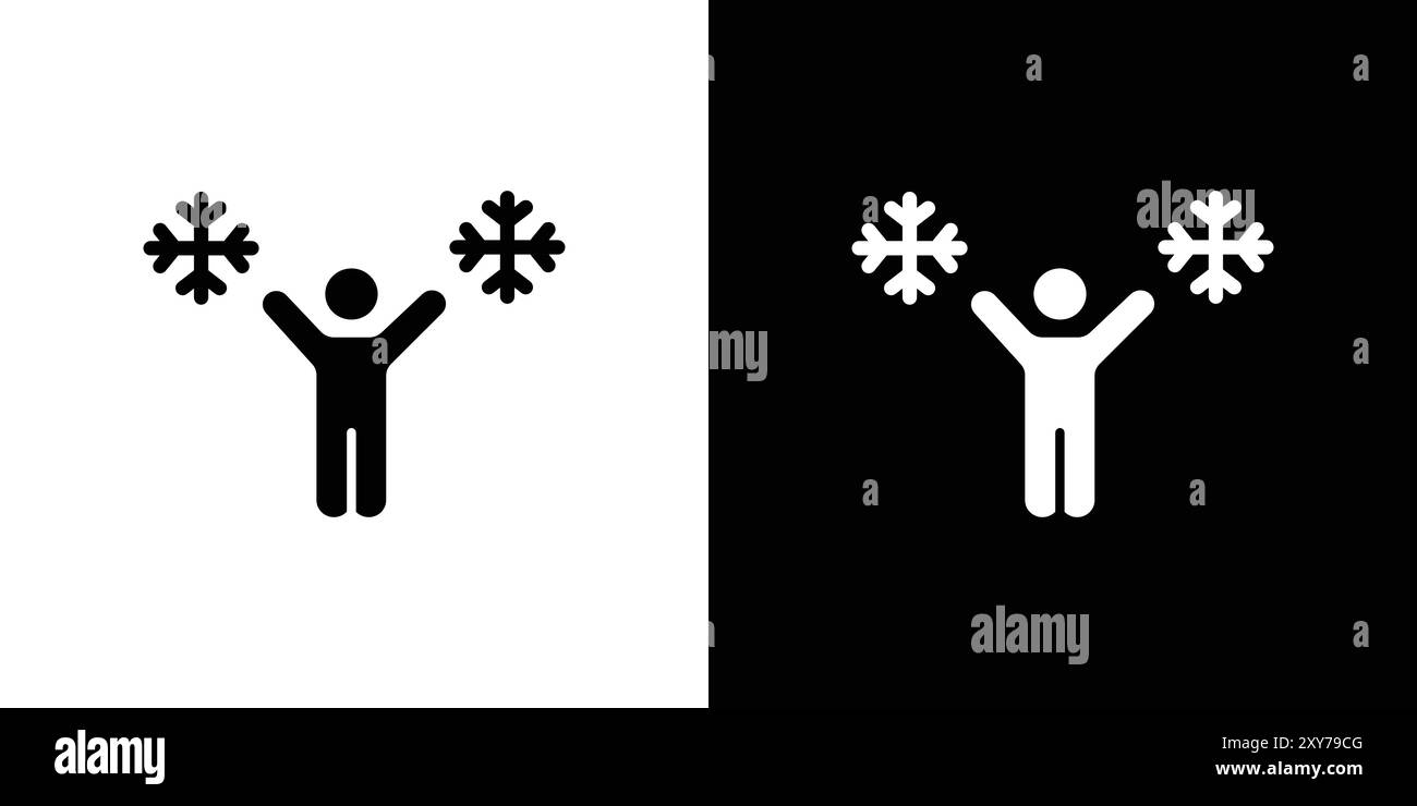Child playing snow icon set in black and white color. simple flat vector Stock Vector