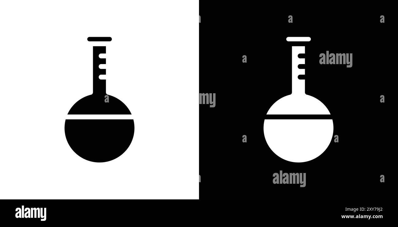Chemical flask icon set in black and white color. simple flat vector ...