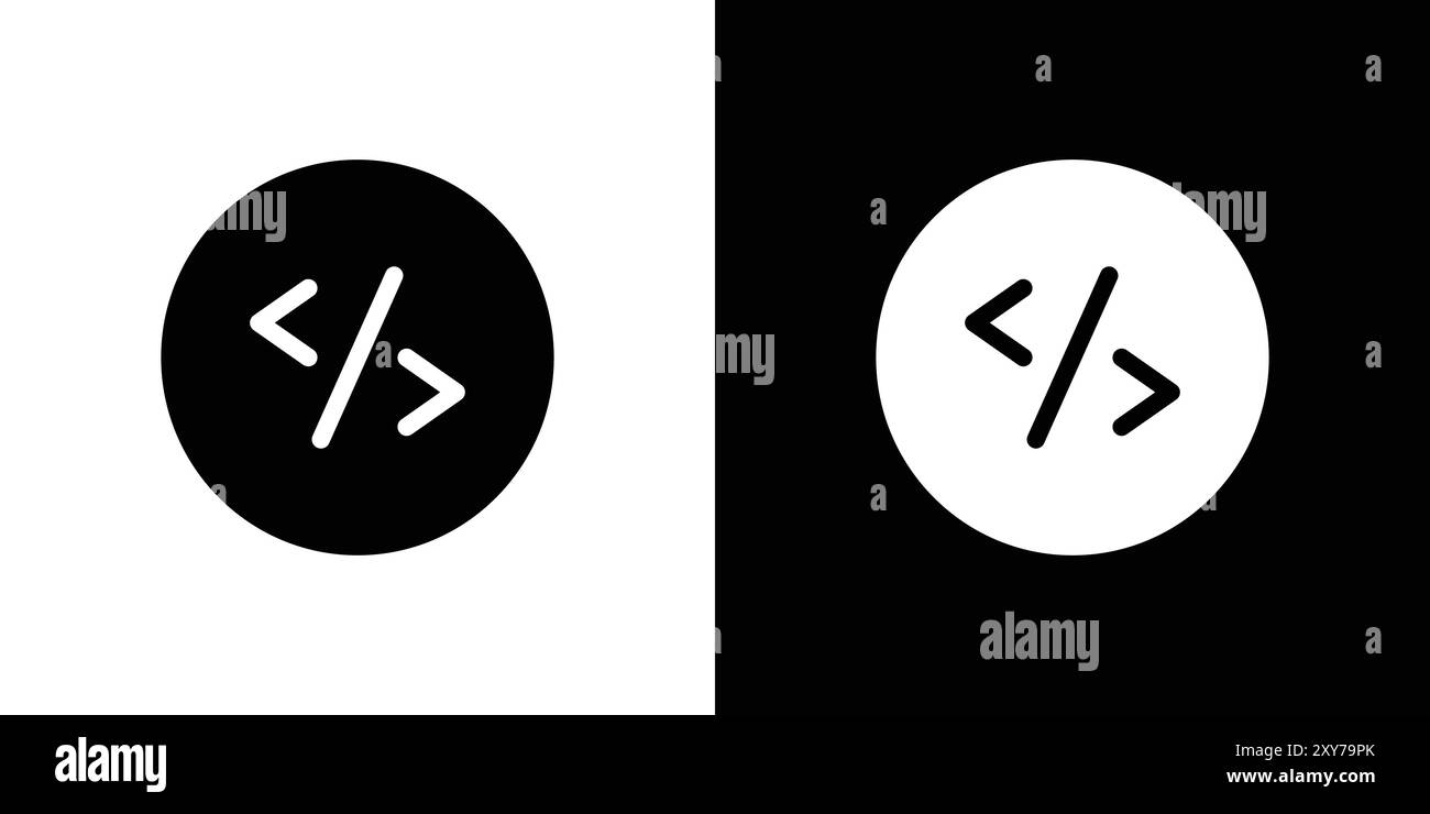 Coding icon set in black and white color. simple flat vector Stock ...