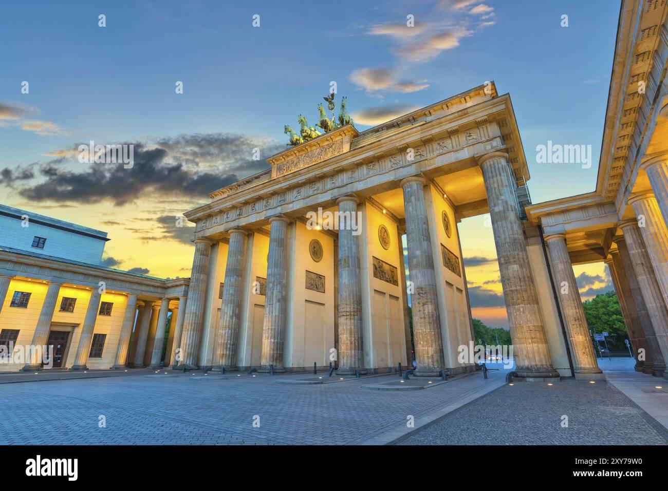Berlin Germany, sunset city skyline at Brandenburg Gate Brandenburg ...