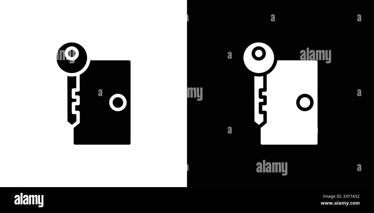 Door key icon (2) set in black and white color. simple flat vector ...