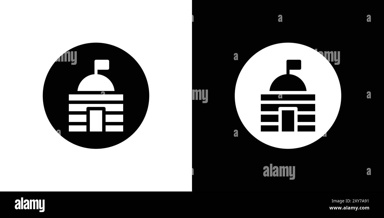 Government icon set in black and white color. simple flat vector Stock Vector