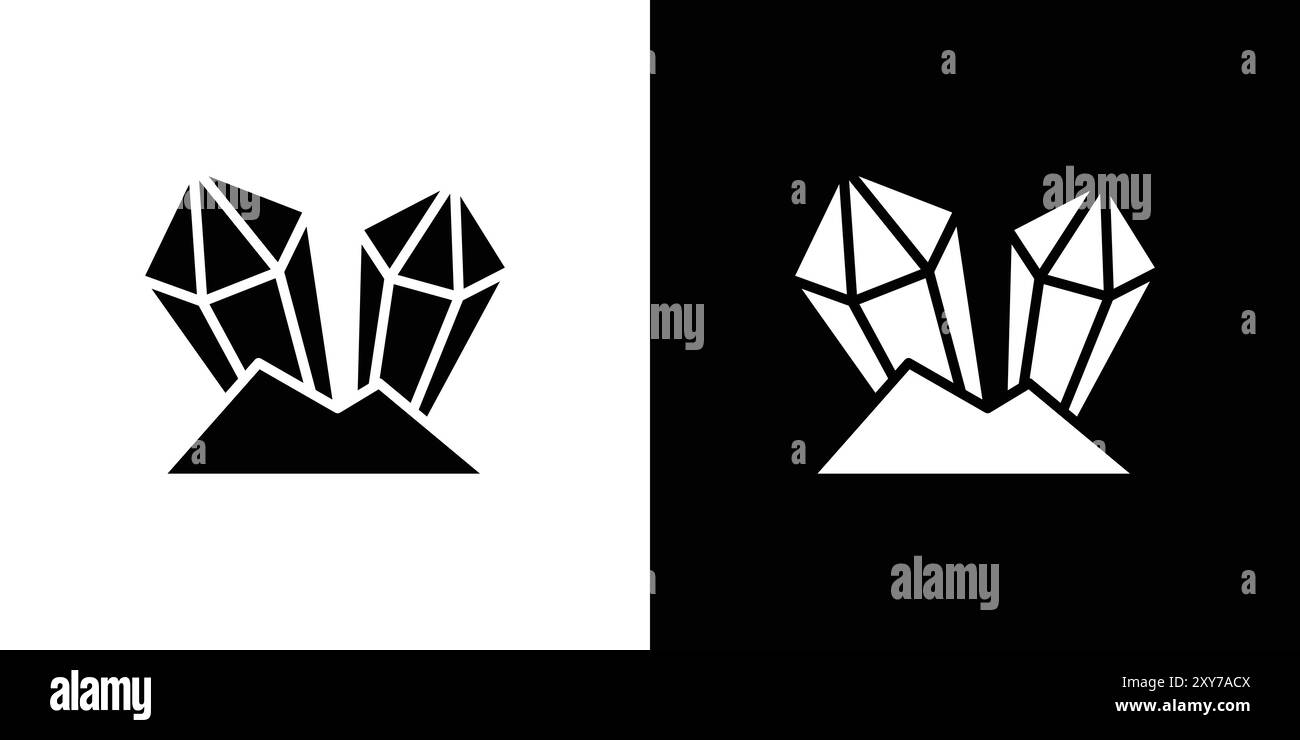 crystal prism icon set in black and white color. simple flat vector Stock Vector