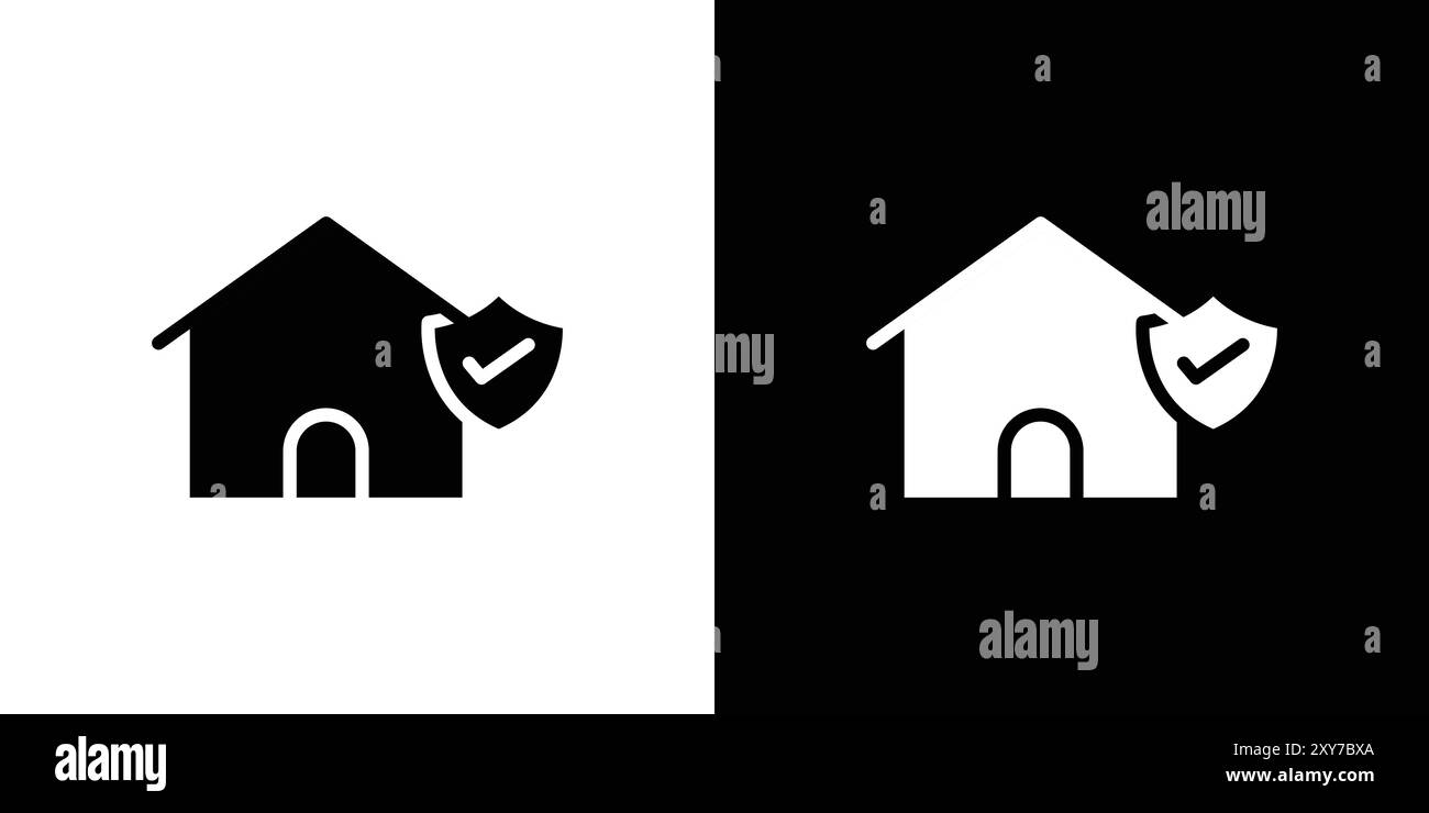 home insurance icon set in black and white color. simple flat vector ...