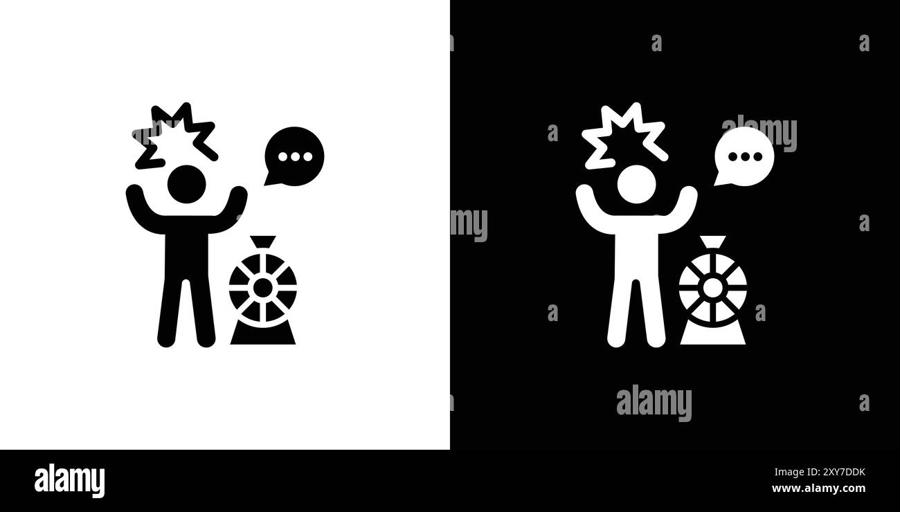 Men luck icon set in black and white color. simple flat vector Stock ...