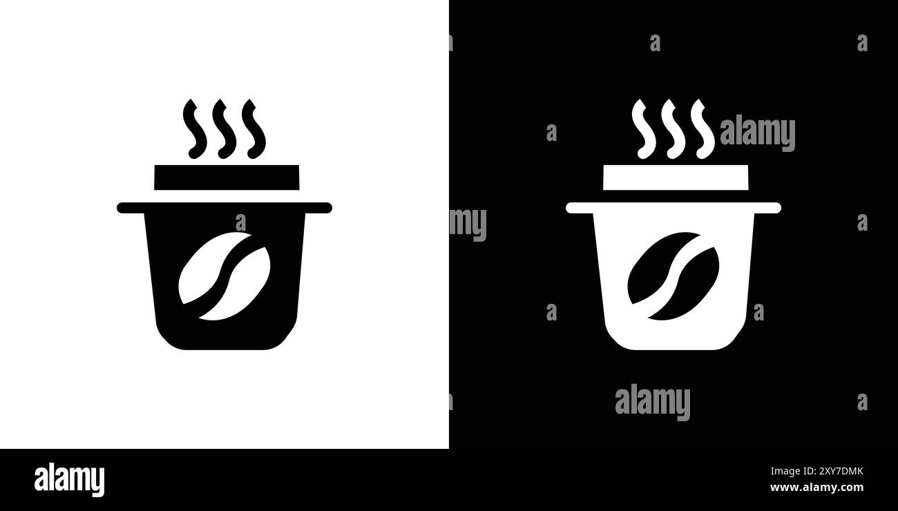 Paper coffee cup icon set in black and white color. simple flat vector ...
