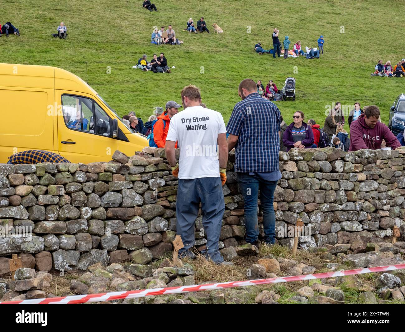 Reeath A drystone wall building competition at the Reeth Show in Swaledale ...