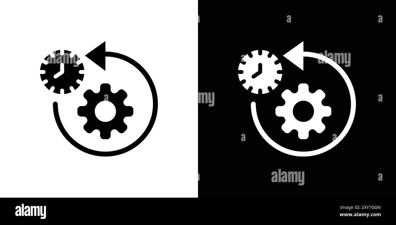 Time management icon set in black and white color. simple flat vector ...